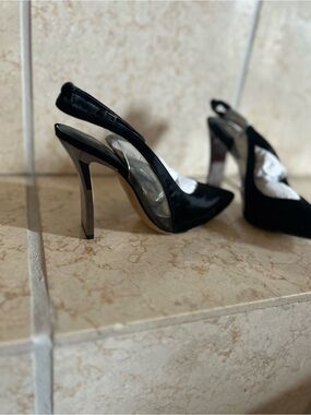 Black Women's Pointed Slingback High Heels